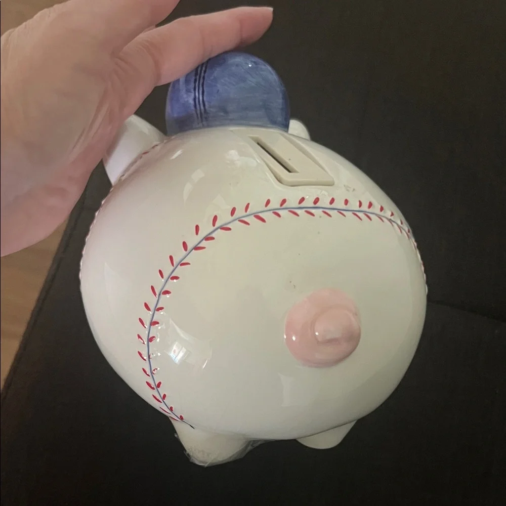 # 1006**Baseball Piggy Bank with Blue Cap - Picture 6 of 13